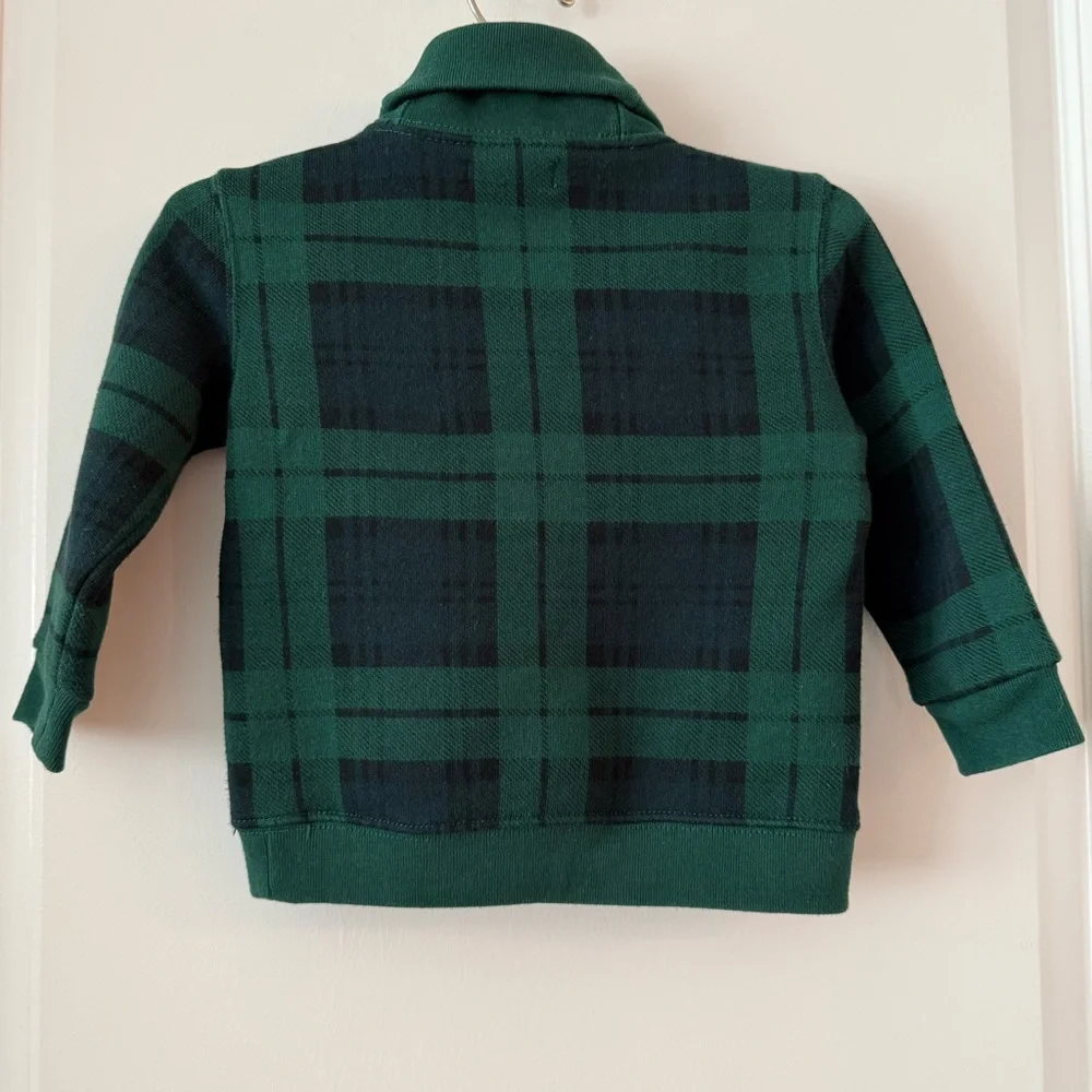 Ralph Lauren Baby Fleece Shawl Collar Plaid Pullover Sweater